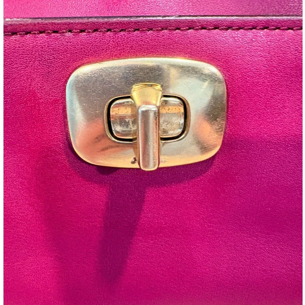 Coach Madison Satchel Magenta Pink Leather Handbag 25359 Brass Hardware